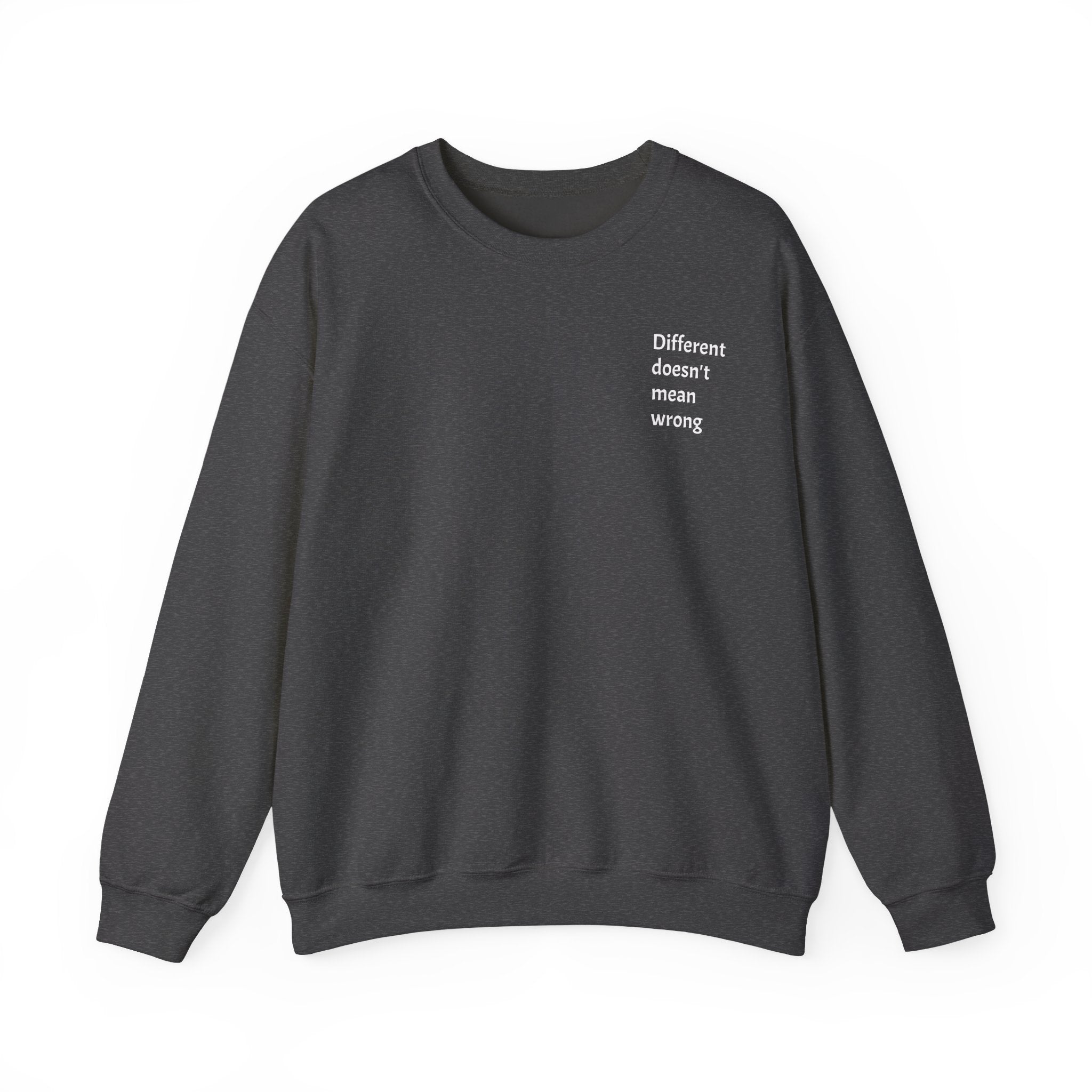 Crewneck Sweatshirt — "Success is a Series of Small Wins" Inspirational Pullover ("Different doesn't mean wrong" chest text)