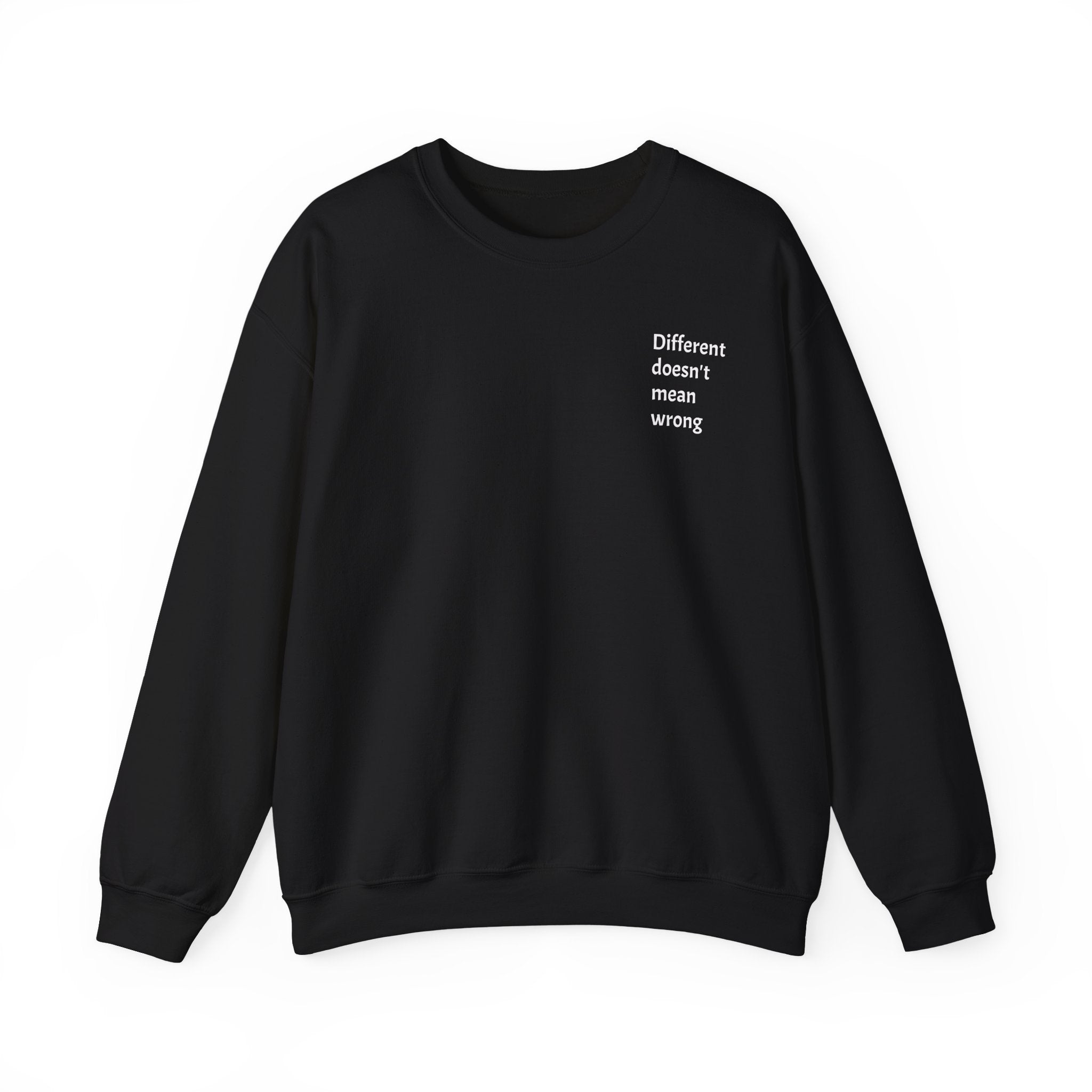 Crewneck Sweatshirt — "Success is a Series of Small Wins" Inspirational Pullover ("Different doesn't mean wrong" chest text)